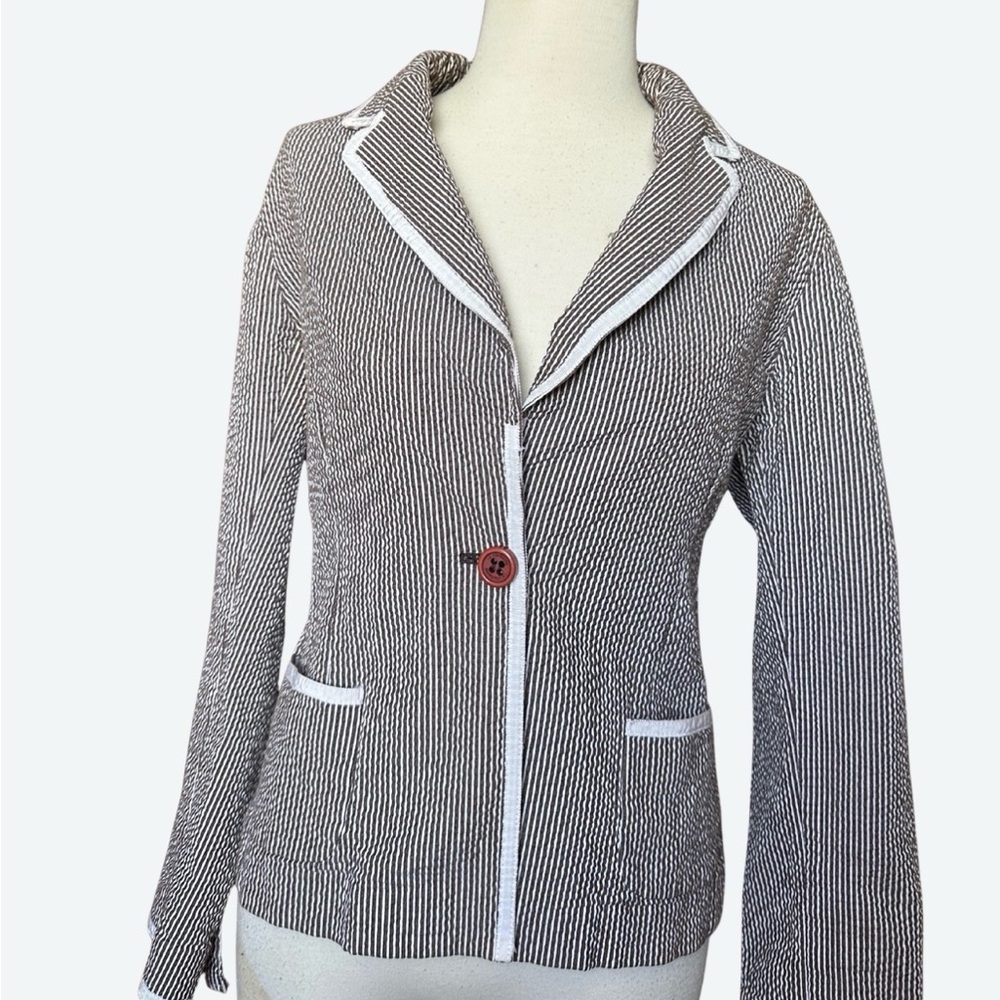 Liz Claiborne blazer brown & white stripe sz 12